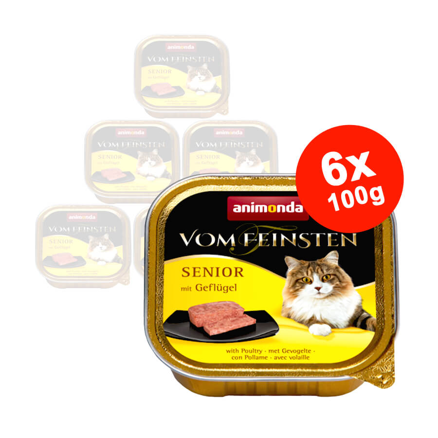 Mancare umeda pentru pisici Vom Feinsten Cat Senior Pasare 6x100g