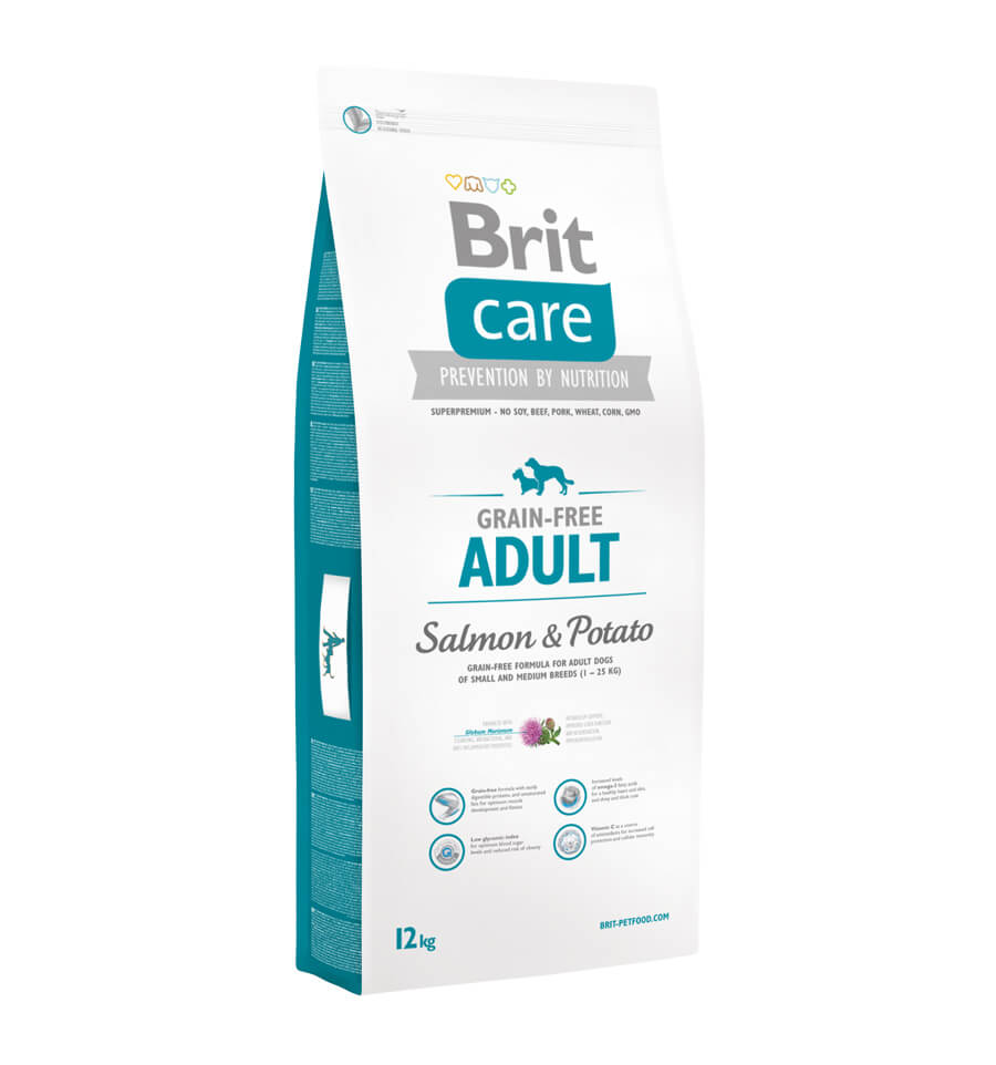 Hrana uscata pentru caini Brit Care Adult, Somon si Cartofi, Fara Cereale, 12 kg