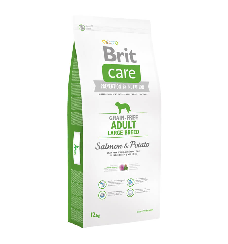 Mancare uscata pentru caini Brit Care Fara Cereale, Adult, Talie Mare, Somon si Cartofi, 12kg