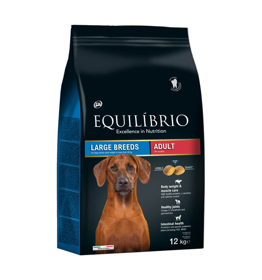 Mancare uscata pentru caini Equilibrio Adult, Talie Mare, 12kg