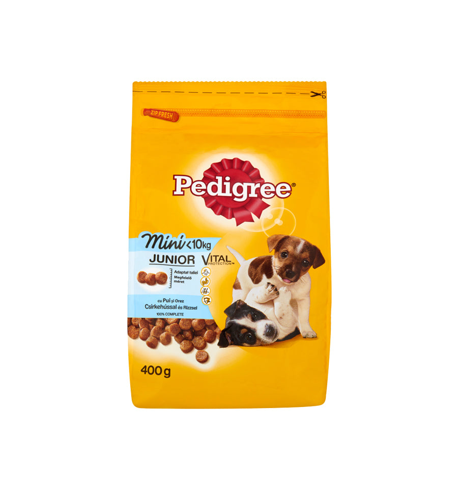 Hrana uscata pentru caini Pedigree Vital Protection Junior cu pui si orez pentru - talie mica 400 g