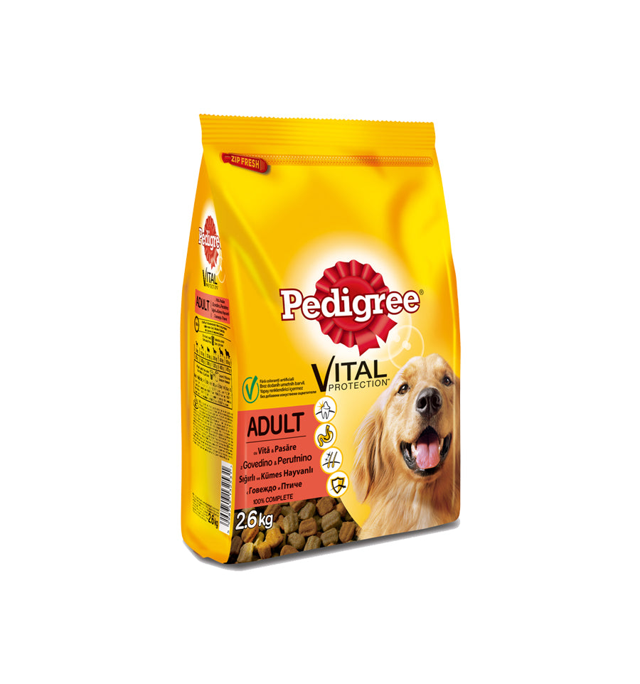 Hrana uscata pentru caini Pedigree Vital Protection Adult cu vita si pasare 2,6 kg