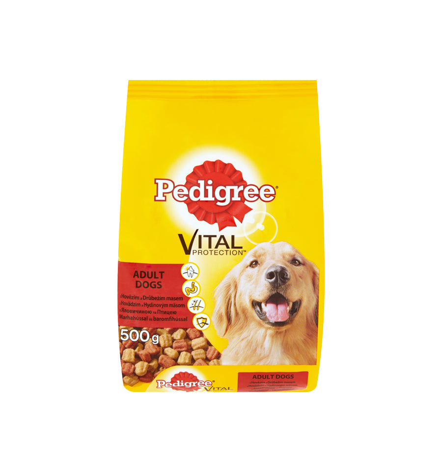 Hrana uscata pentru caini Pedigree Vital Protection Adult cu vita si pui 500g