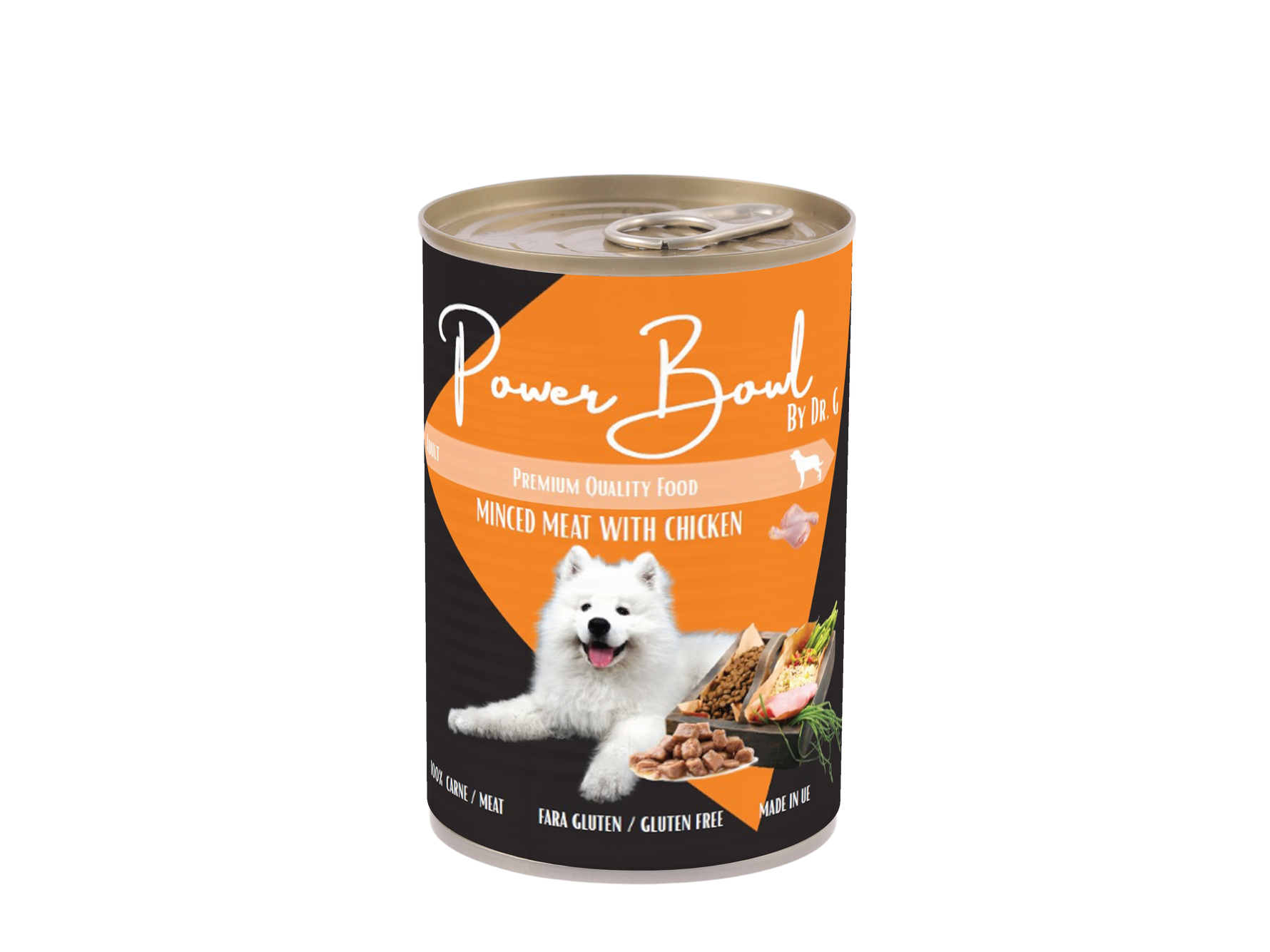 Mancare umeda pentru caini Power Bowl by Dr. G. - Bucati Carne cu Pui 800 gr
