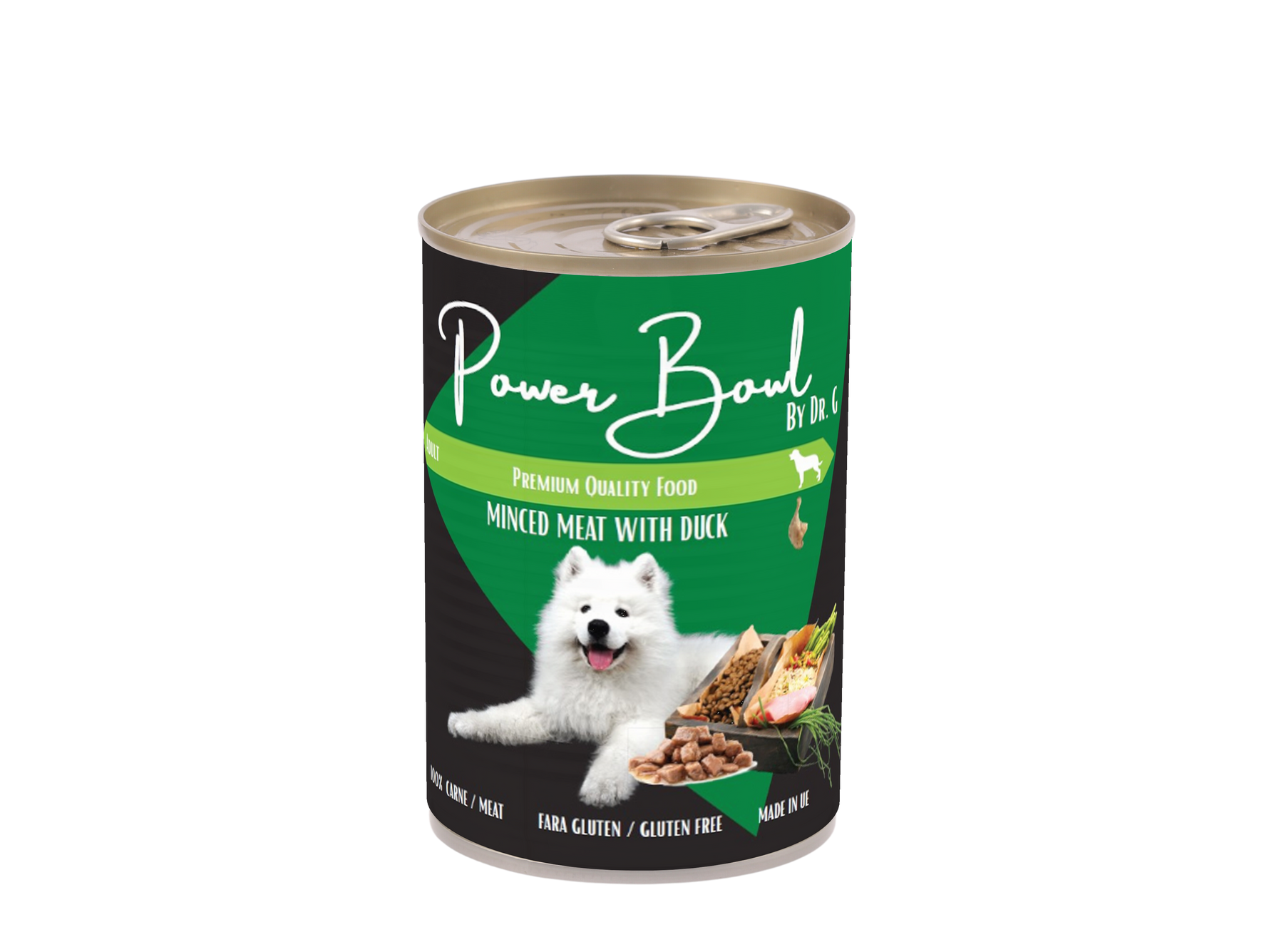 Mancare umeda pentru caini Power Bowl by Dr. G. - Bucati Carne cu Rata 800 gr