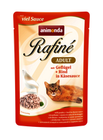 Hrana umeda pentru pisici Rafine Pui si Vita in sos de Branza 100g