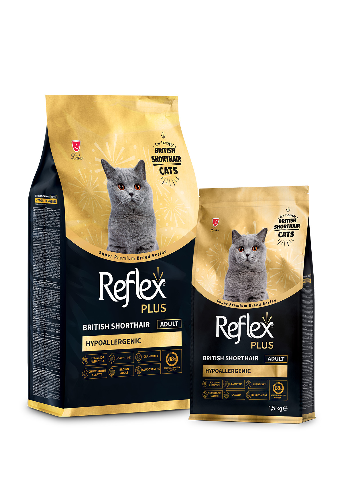 Mancare uscata pentru pisici, REFLEX PLUS British Shorthair Adult Cat Food HYPOALLERGENIC 1.5KG