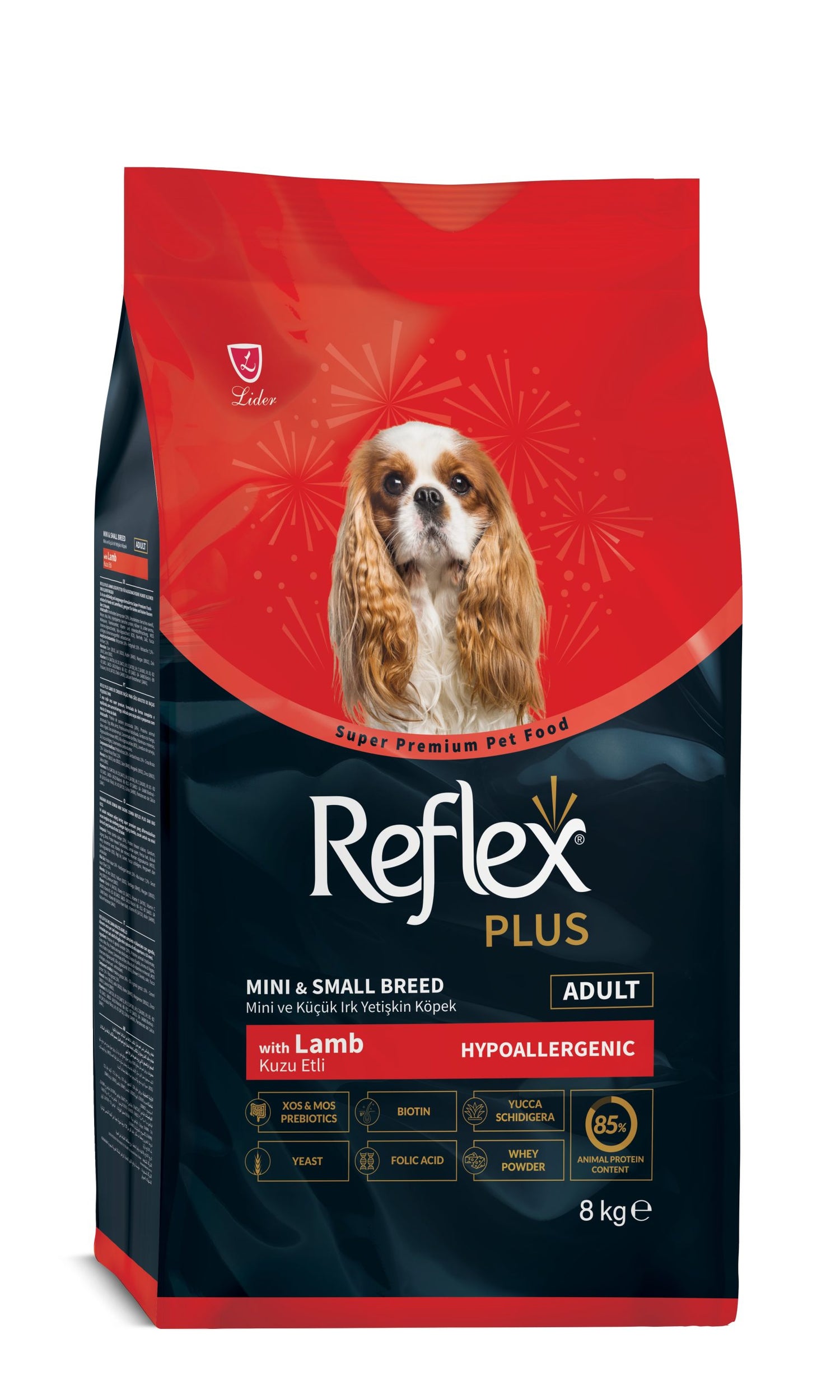 Hrana uscata pentru câini Reflex Plus Adult Mini & Small Breed, XS-S, Miel și Orez 8kg