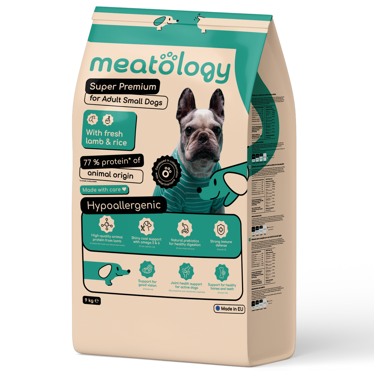 Hrana uscata Meatology pentru Caini Junior Super Premium Hipoalergenica cu Carne Proaspata - Miel si Orez 9 Kg