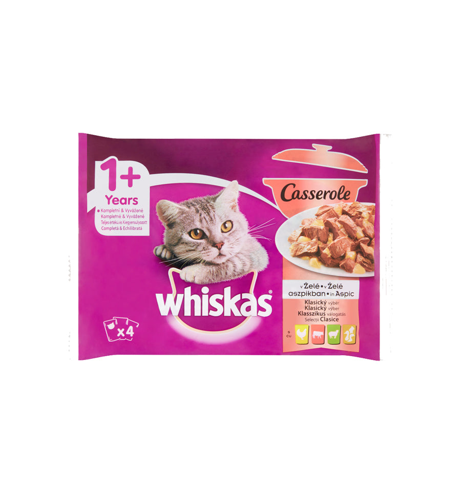 Whiskas hrana umeda pentru pisici adulte, selectii clasice in aspic 4 x 85g