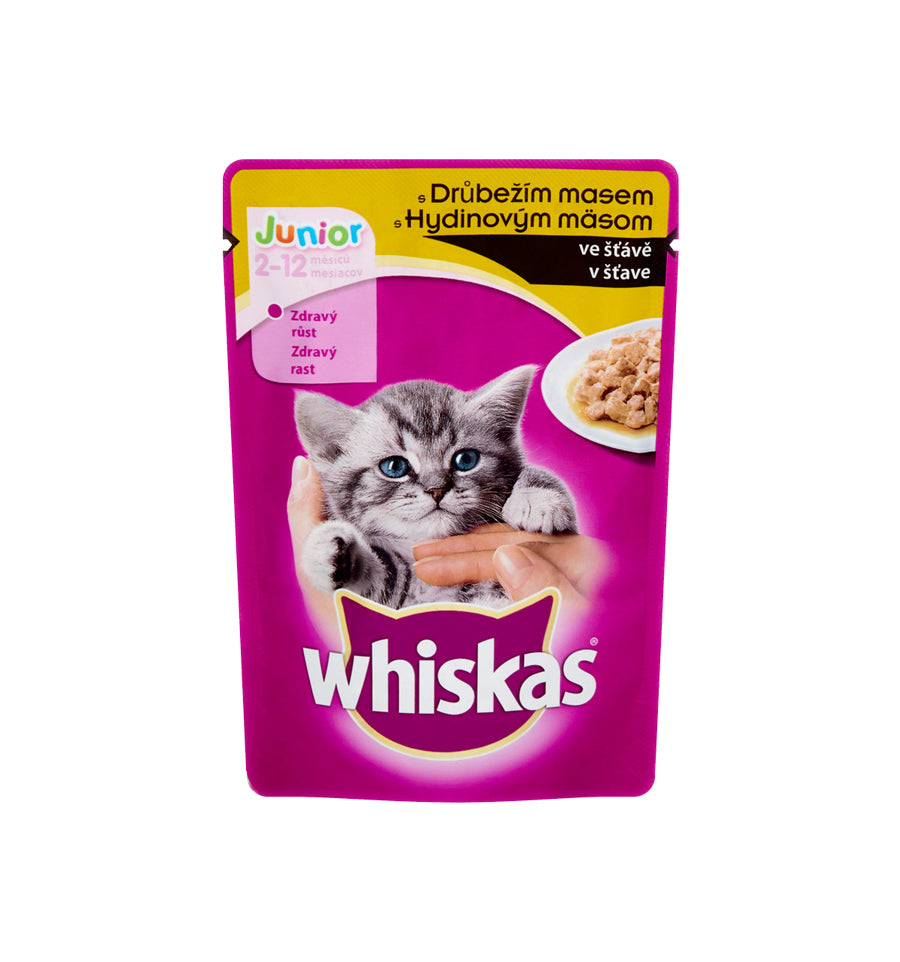 Whiskas hrana umeda pentru pisici junioare cu carne de pasare in sos 12 x 85 g