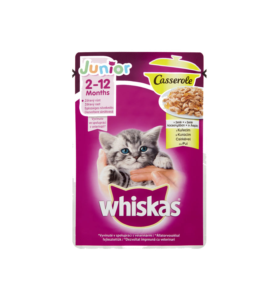 Whiskas mancare umeda pentru pisici junioare, cu pui in aspic 24 x 85 g