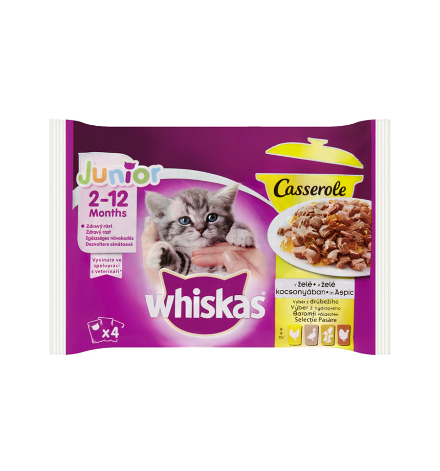 Whiskas hrana umeda pentru pisici junioare, selectie de pasare in aspic 4 x 85g