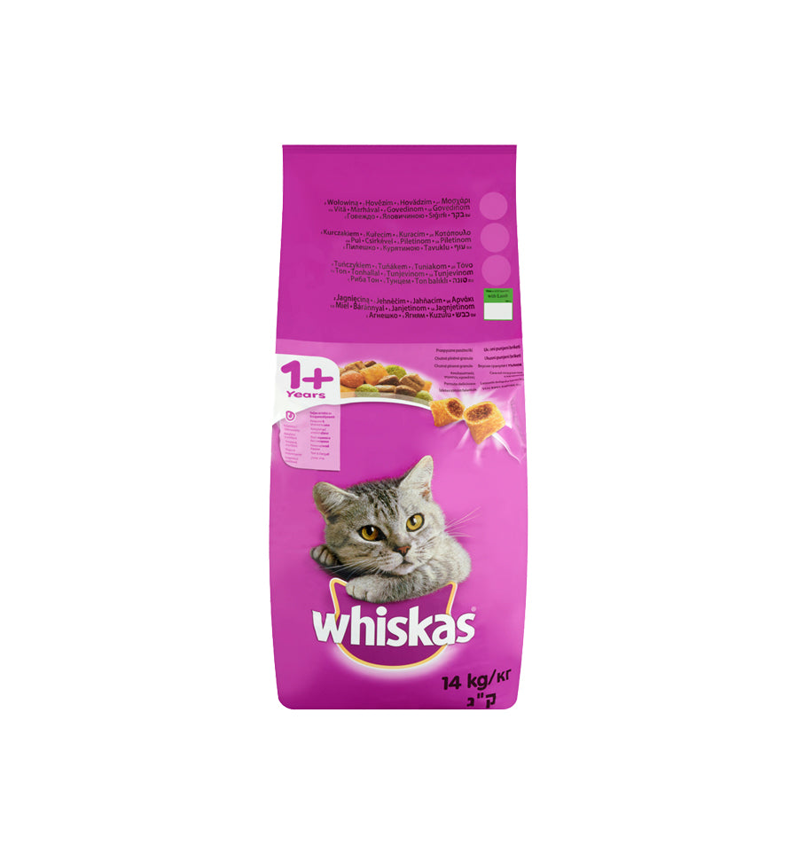 Whiskas hrana uscata cu miel pentru pisici adulte