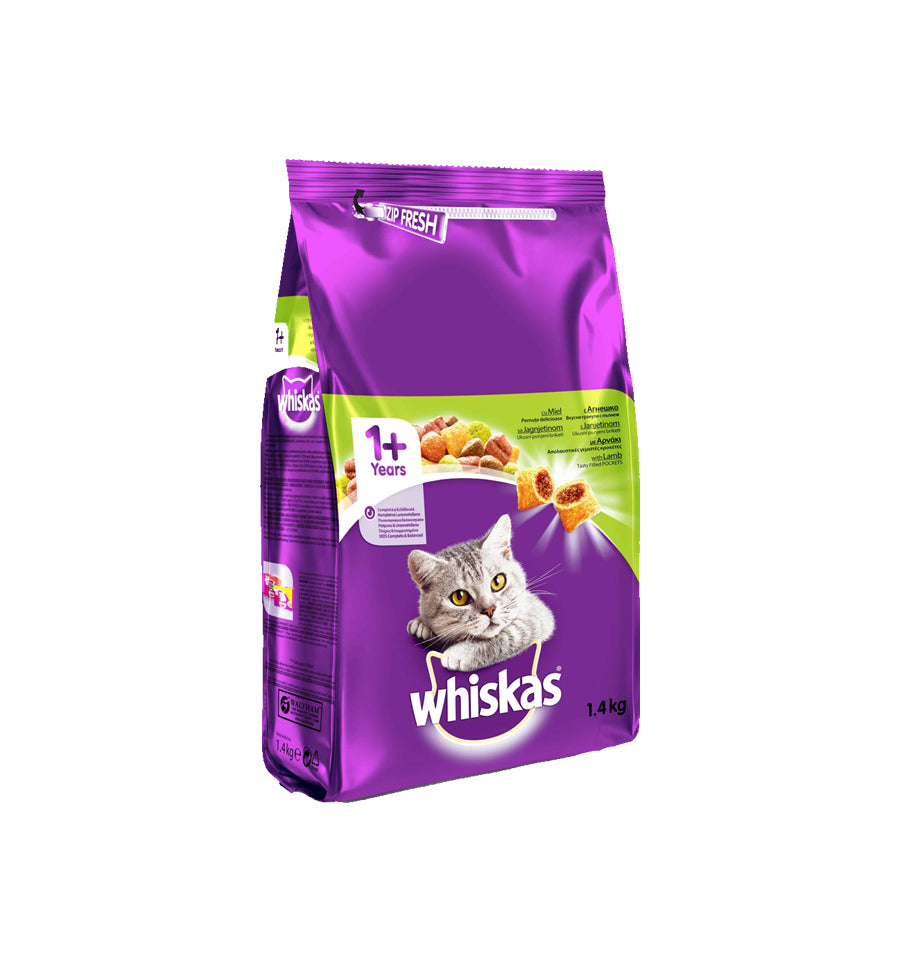 Whiskas hrana uscata cu miel pentru pisici adulte