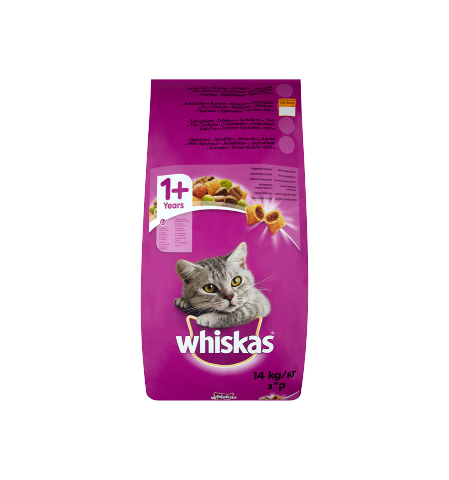 Whiskas mancare uscata cu pui pentru pisici adulte