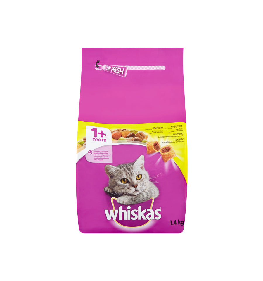 Whiskas mancare uscata cu pui pentru pisici adulte