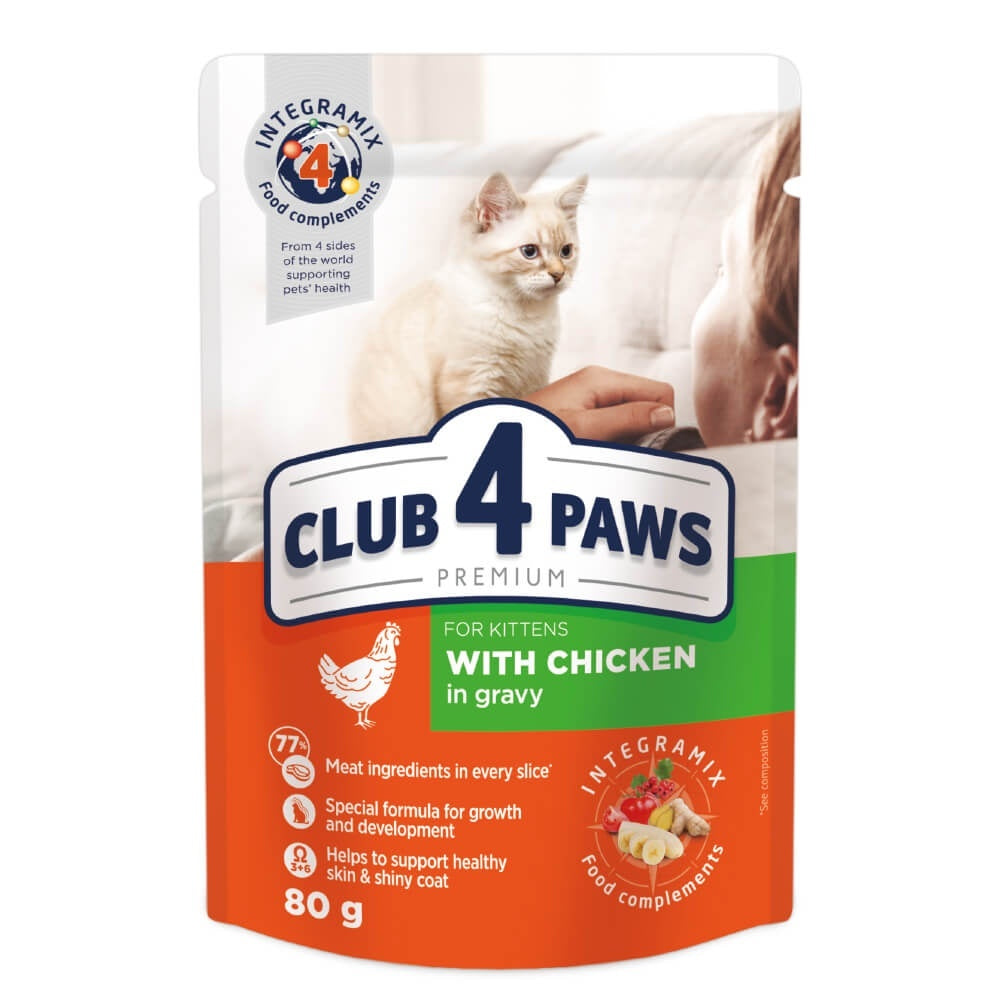 Club 4 Paws Kitten - Hrana umeda premium - Pui - 24 x 80g