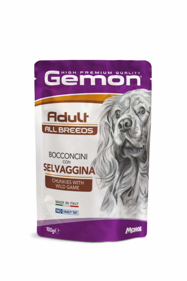Gemon Chunkies Adult All Breeds - Complete Wet Food - Game - 12 x 100g