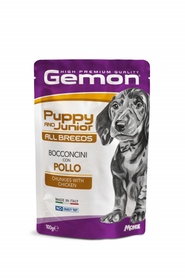 Gemon Chunkies Puppy & Junior All Breeds - Complete Wet Food - Chicken - 24 x 100g