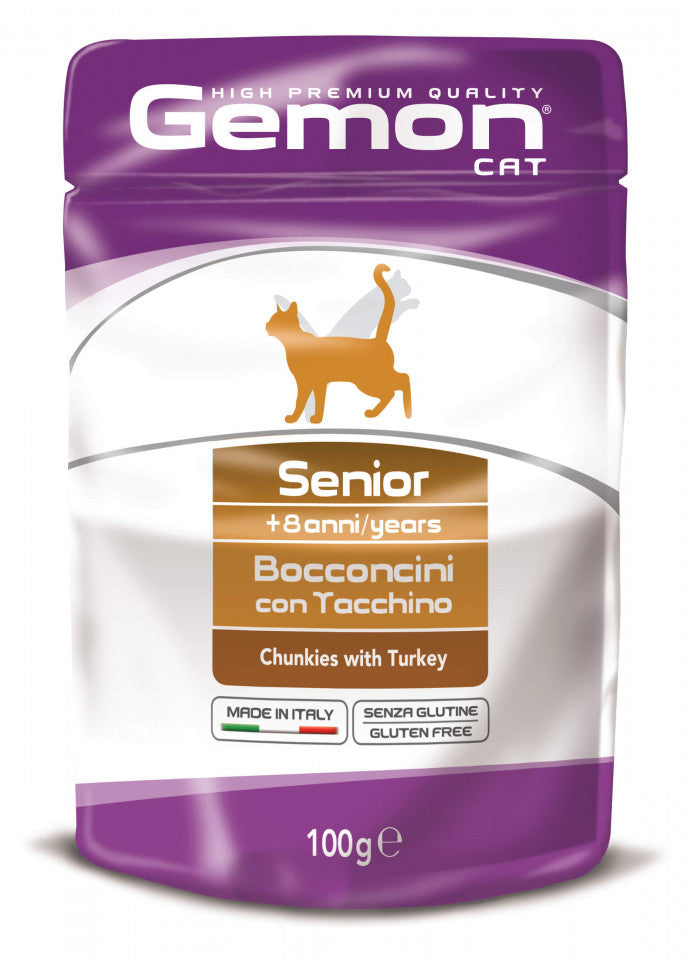 Gemon Senior Chunkies Cat - Hrana umeda completa - Curcan - 12 x 100g