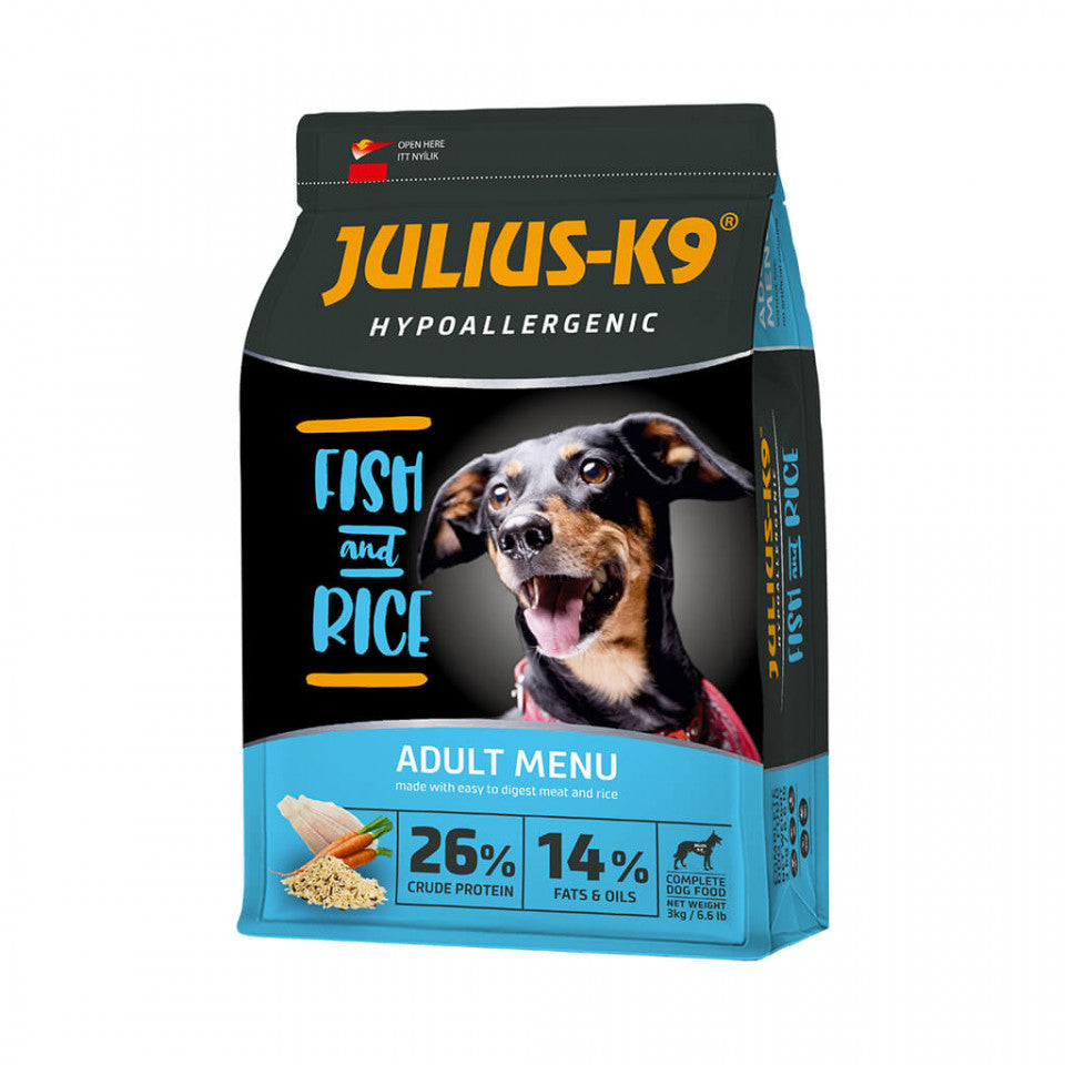 Julius K9 Adult - Hrana uscata premium, hipoalergenica - Peste si Orez