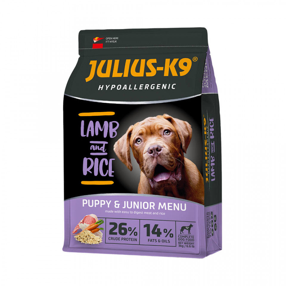 Julius K9 Puppy - Hrana uscata premium, hipoalergenica - Miel si Orez