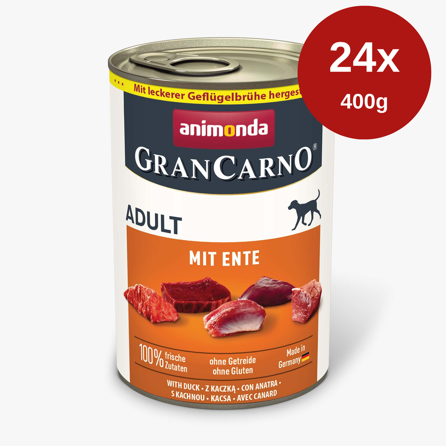Mancare umeda pentru caini GranCarno Adult Dog Rata 24 x 400 gr