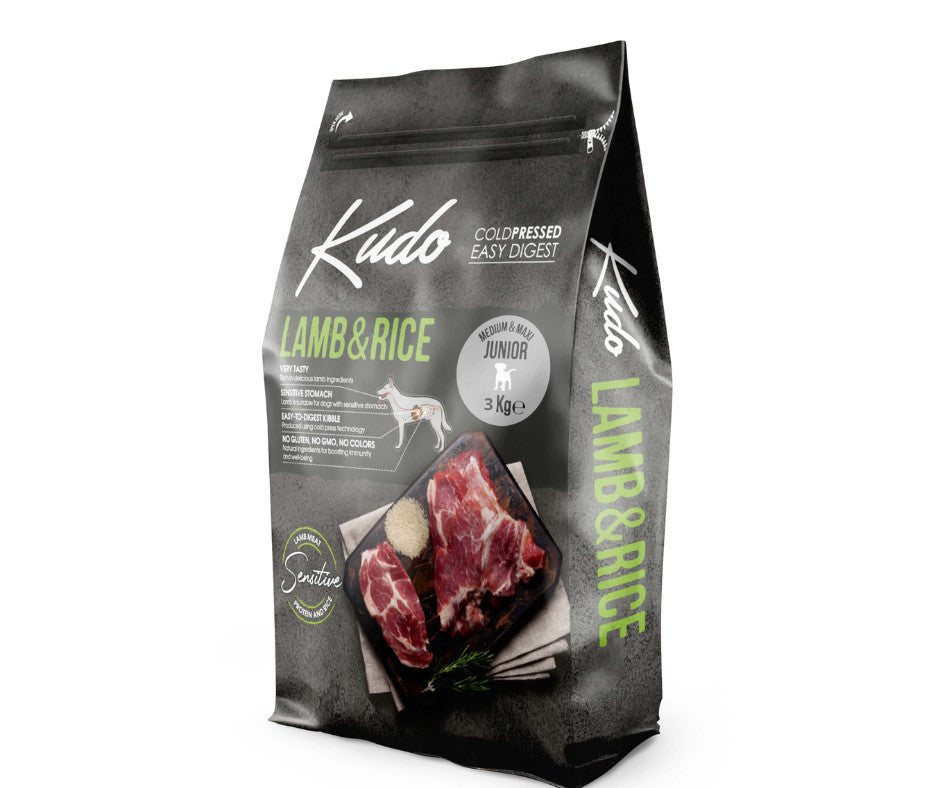 Kudo Junior Medium-Maxi - Cold Pressed Dry Food - Lamb and Rice