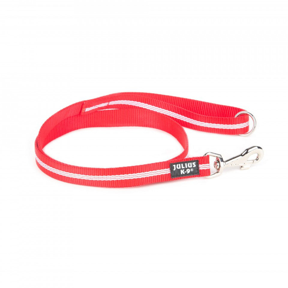 IDC Nylon Leash with Fluorescent Threads, with Handle - 25mmx1.2m - Red