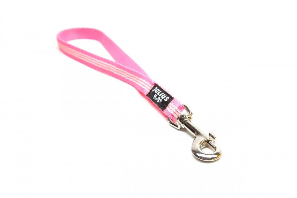 IDC short leash, nylon with fluorescent threads, with handle - 14mmx0.35m - Pink