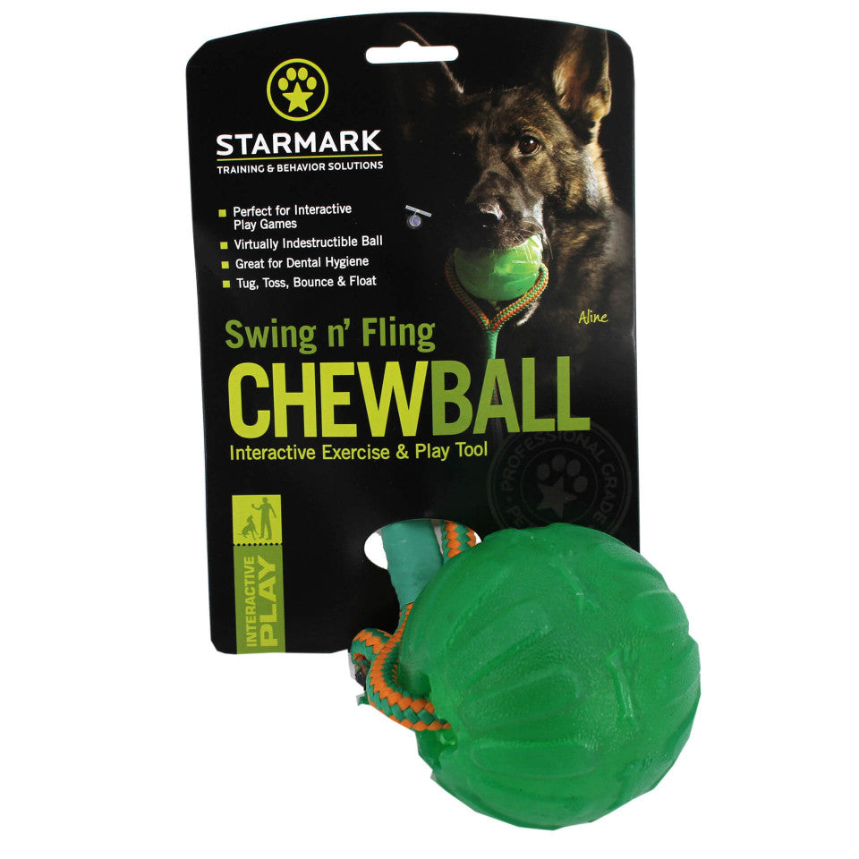 Starmark Chew Ball Dispensing Ball with Cord - Size M-L
