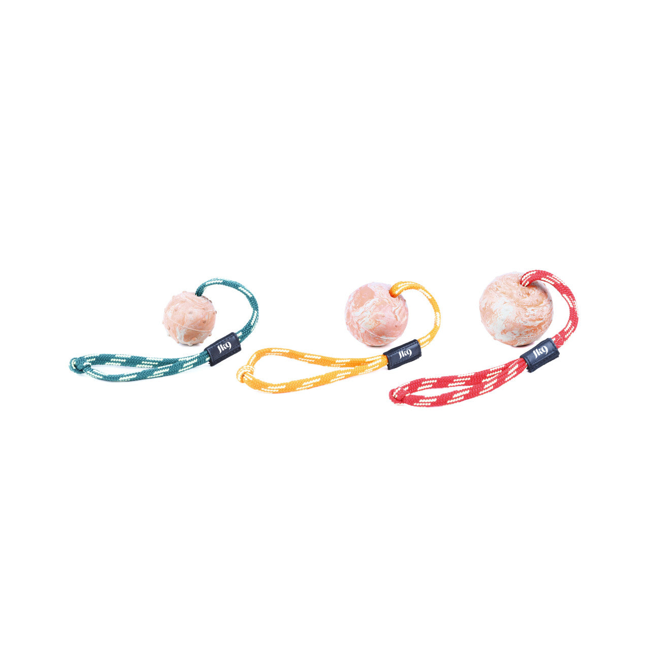 IDC rubber ball – with rope, handle, 70mm