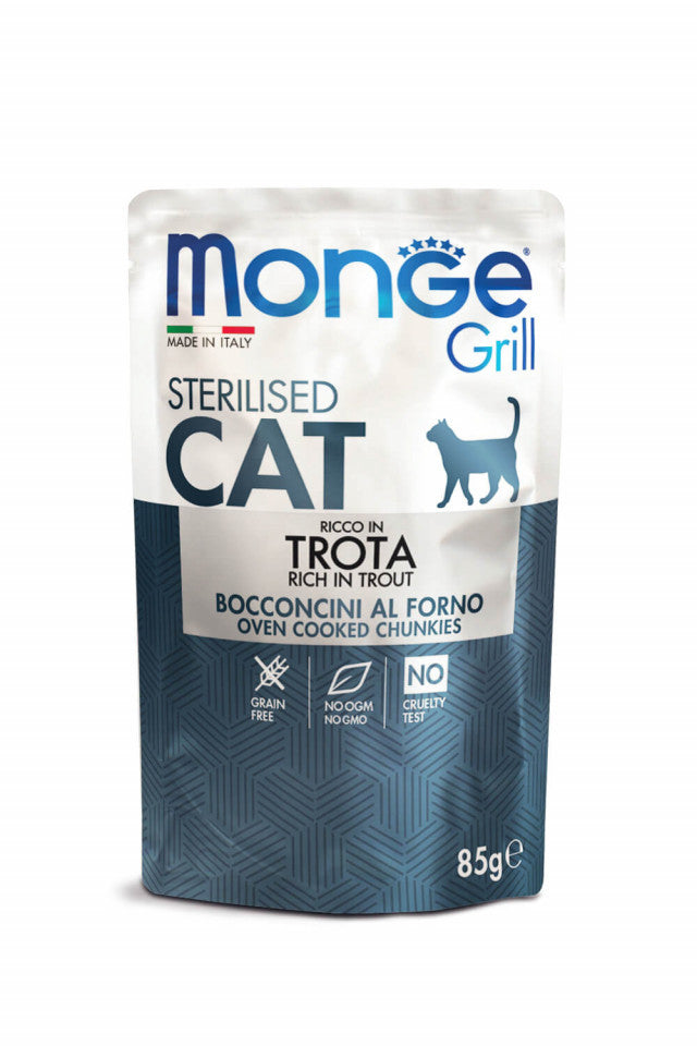 Monge Grill Chunkies Sterilised Cat - Hrana umeda super-premium - Pastrav - 12 x 85g