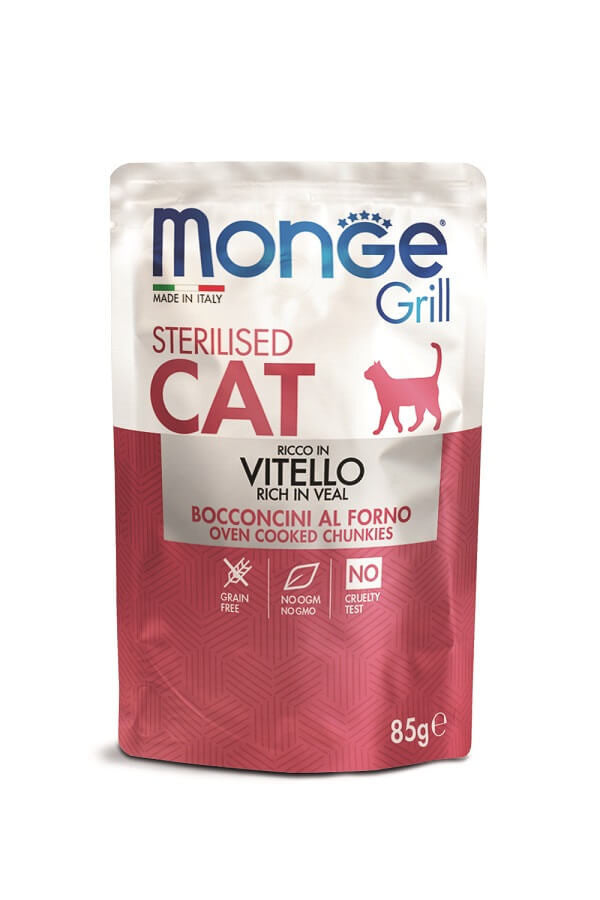 Monge Grill Chunkies Sterilised Cat - Hrana umeda super-premium - Vitel - 12 x 85g