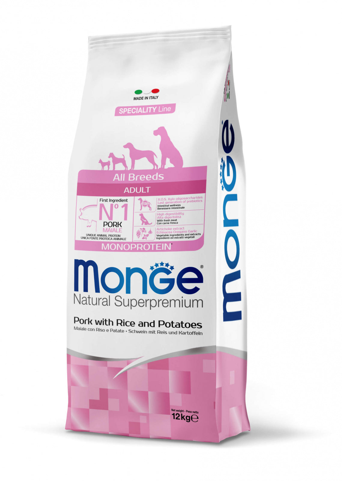 Monge Natural Superpremium Monoprotein Adult All Breeds - Pork and Rice - 12kg