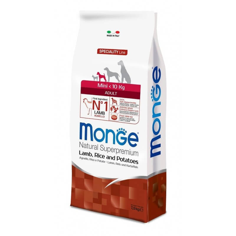 Monge Natural Superpremium Monoprotein Adult Mini - Lamb and Rice - 7.5kg
