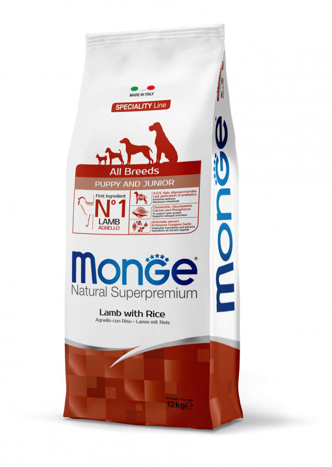 Monge Natural Superpremium Puppy & Junior All Breeds - Lamb and Rice - 12kg