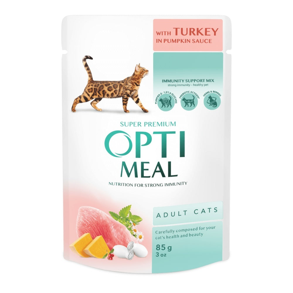 Optimeal Cat - Hrana umeda super-premium - Curcan si Dovleac - 24 x 85g