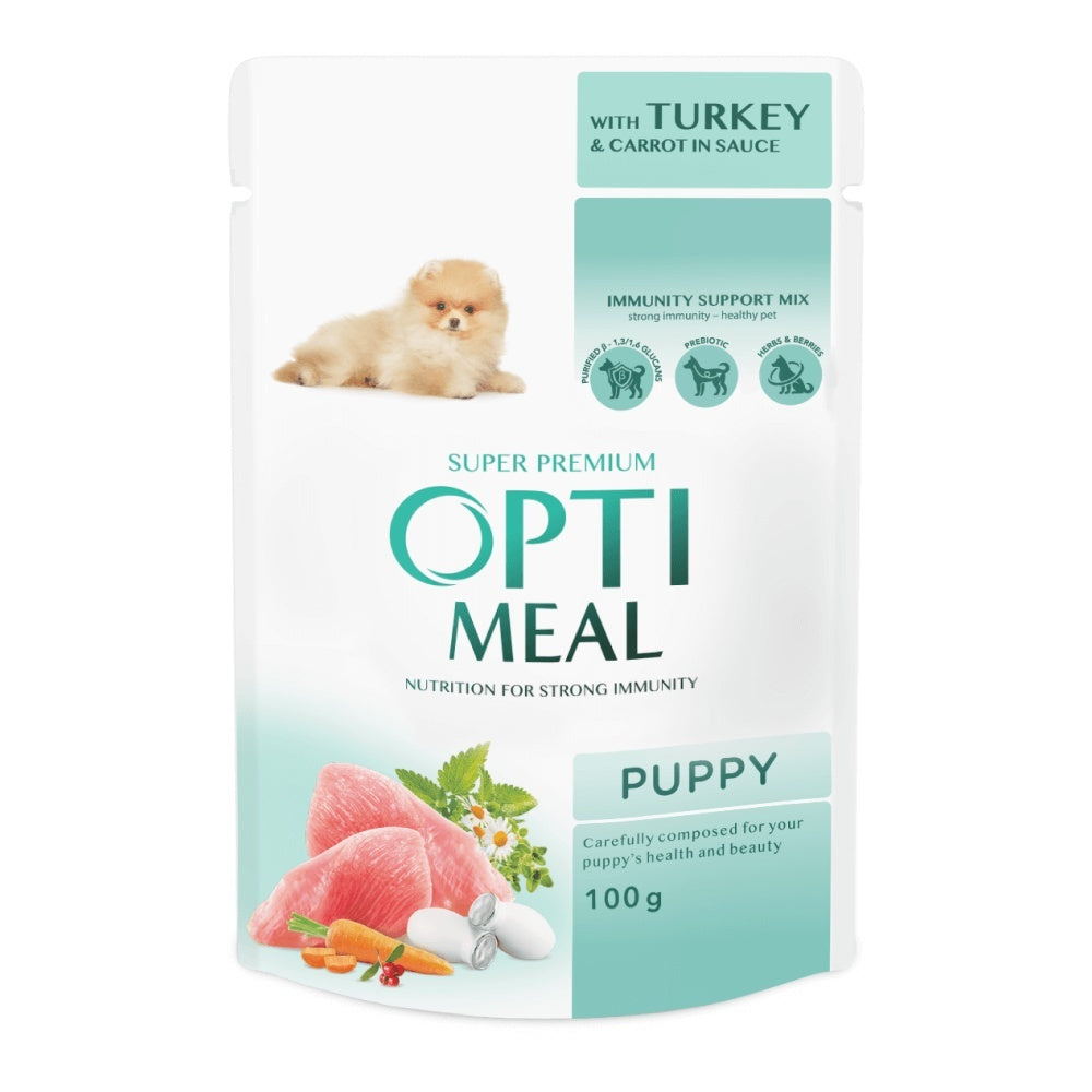 Optimeal Puppy - Super-premium wet food - Turkey and Carrots - 12 x 100g
