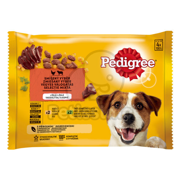 Pedigree- Pachet plicuri pentru caini, pui, miel, 4x100 gr