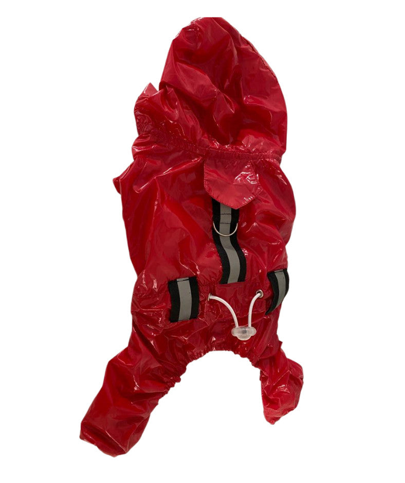 Rain poncho, fluorescent - XS - Red