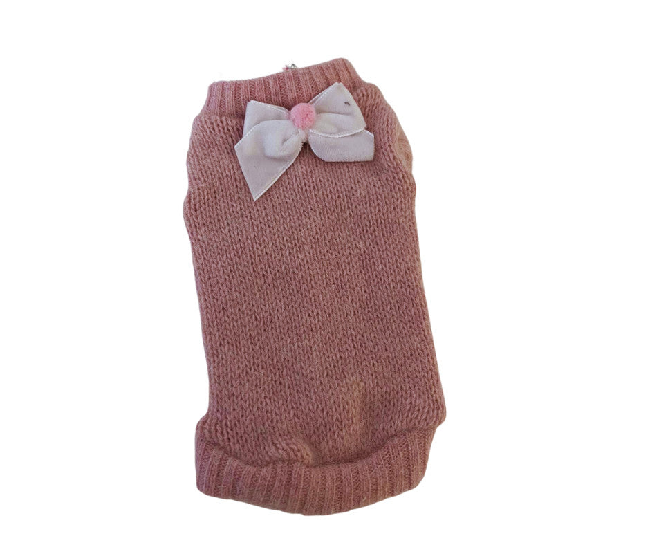 Puppy Pullover with Pom Poms - Pink