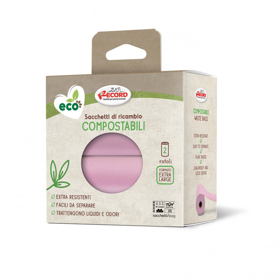 Compostable Dog Poop Bags - 2 rolls x 15 bags - Pink