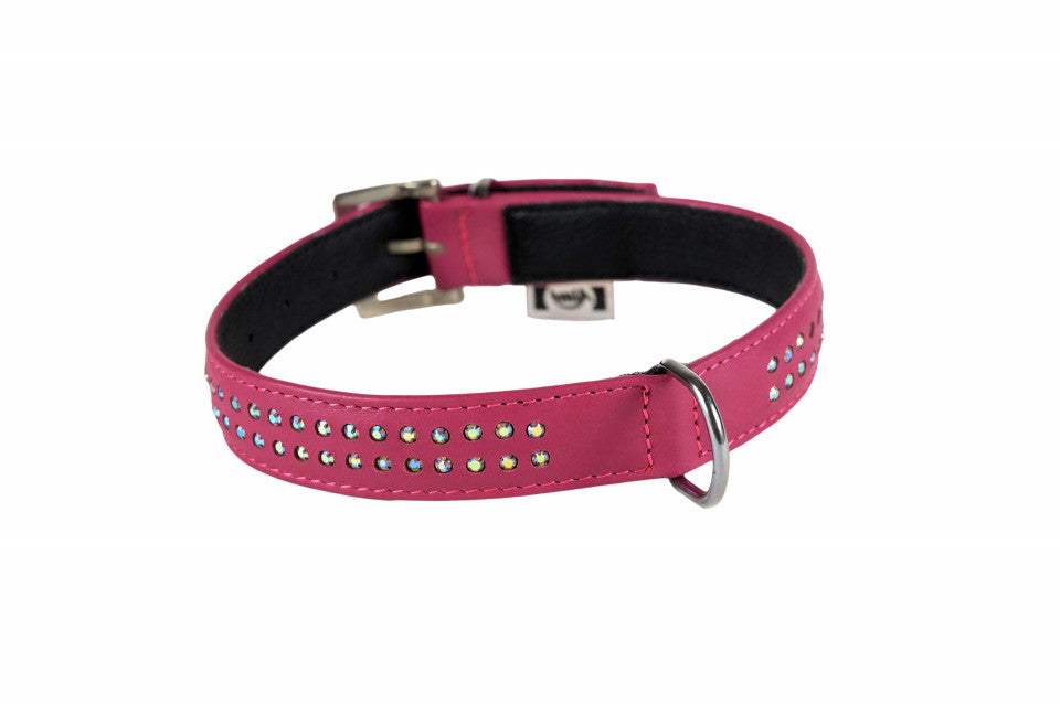 Zgarda piele, cu strass - 47cmx22mm