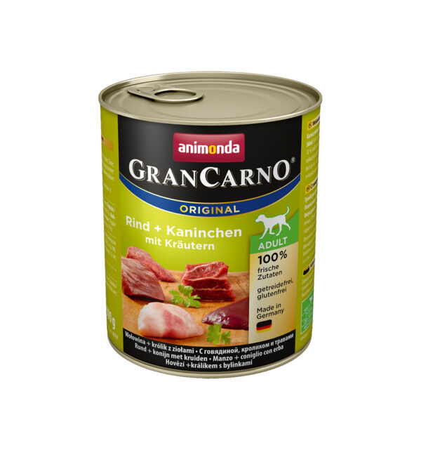 Hrana umeda pentru caini Grancarno Adult Dog Iepure Verdeata 800 gr Anima Land