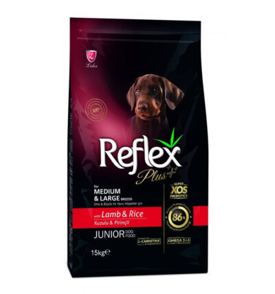 Hrana uscata pentru caini Reflex Plus Junior Dog Miel + Orez 15 kg Anima Land
