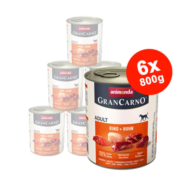 Hrana umeda pentru caini Grancarno Adult Dog Vita + Pui 6×800 gr Anima Land