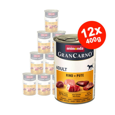 Hrana umeda pentru caini GranCarno Adult, Vita + Curcan, 12×400 gr Anima Land