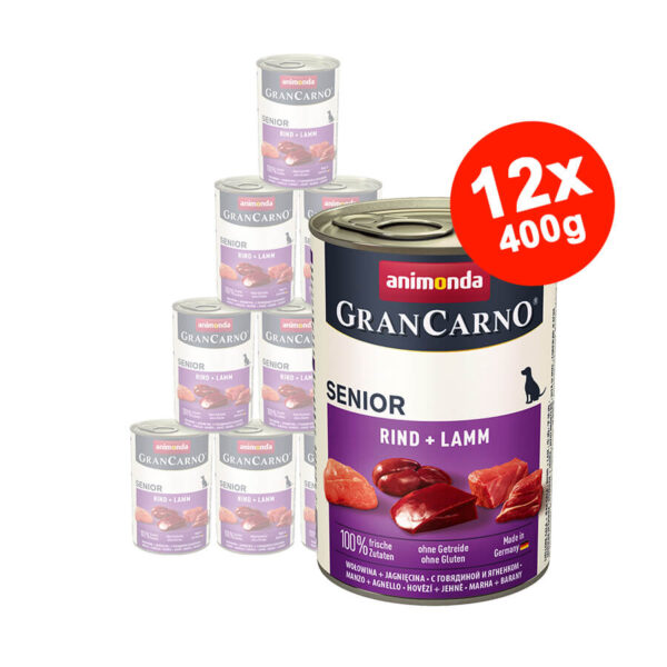 Hrana umeda pentru caini GranCarno Senior, Vita + Miel, 12×400 gr Anima Land